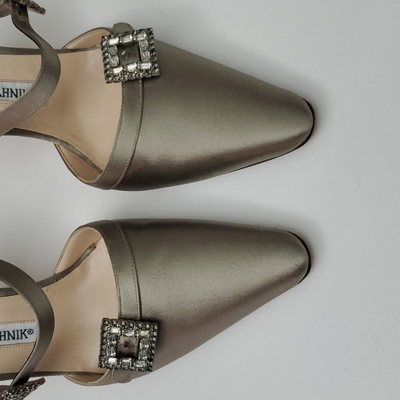 VTG Manolo Blahnik Crystal Satin Slingbacks in box- Carolyne 90s Mary Jane Esque - Picture 7 of 17